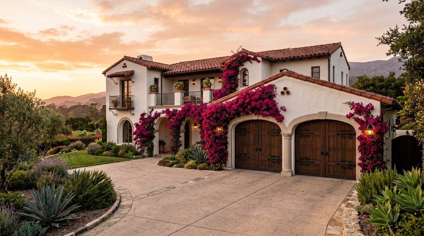 Pitts Garage Door Exterior Closed Garage Door at Twilight