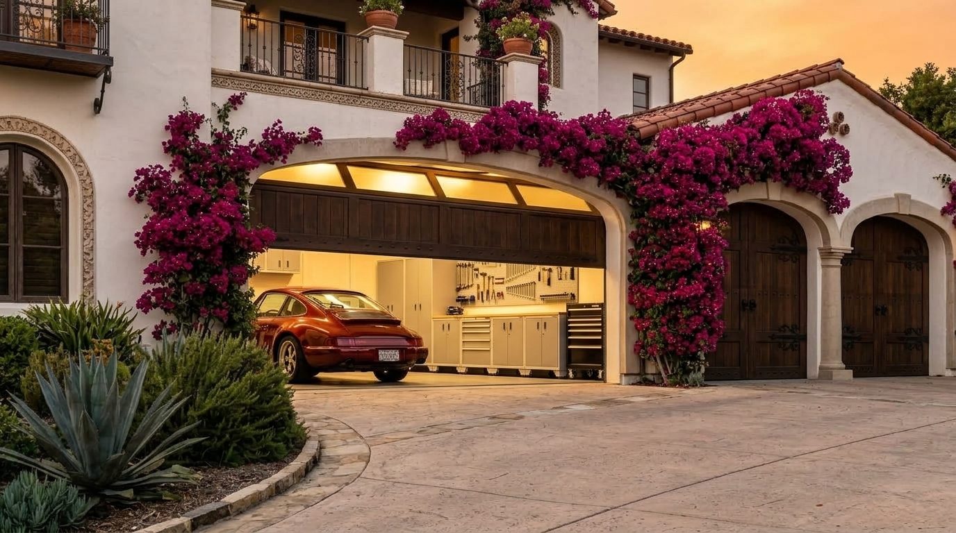 Pitts Garage Door Garage Door Gliding Open Revealing Warm Illuminated Interior