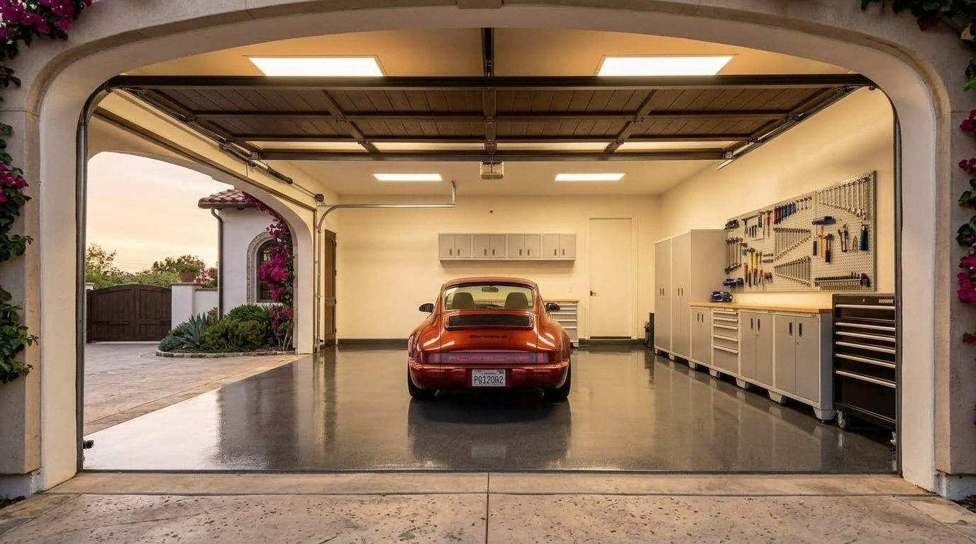 Pitts Garage Door Interior View of Custom Garage Door Overhead and Workshop